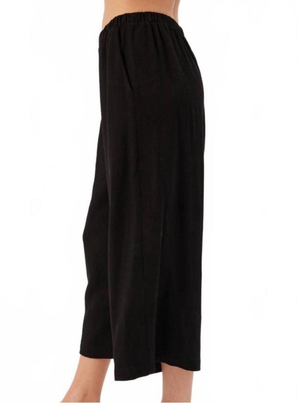 Kylie Paige NWT Black Wide Leg Crop Pants with Elastic Waist. Linen blend. Large - Picture 2 of 13